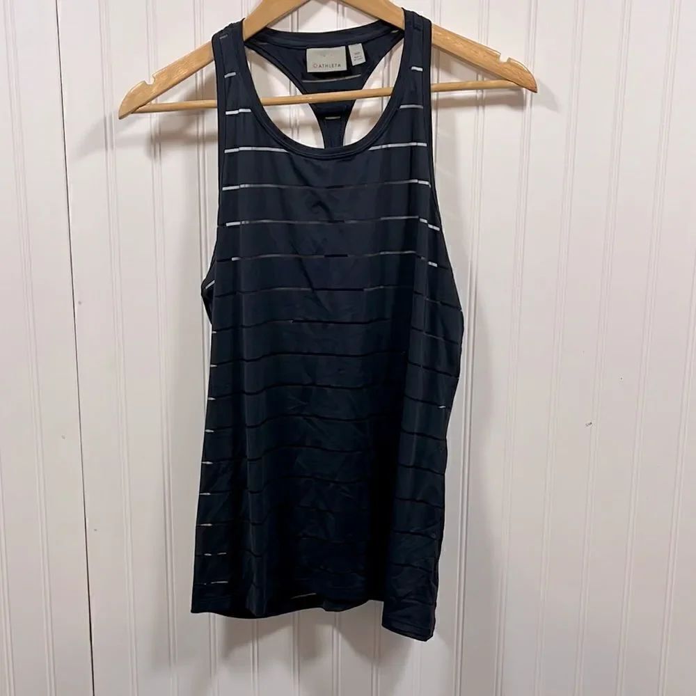 Athleta navy sheer striped racerback tank top